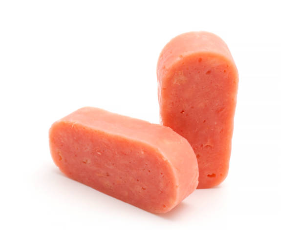 istock Luncheon meat on white background. 1362649489