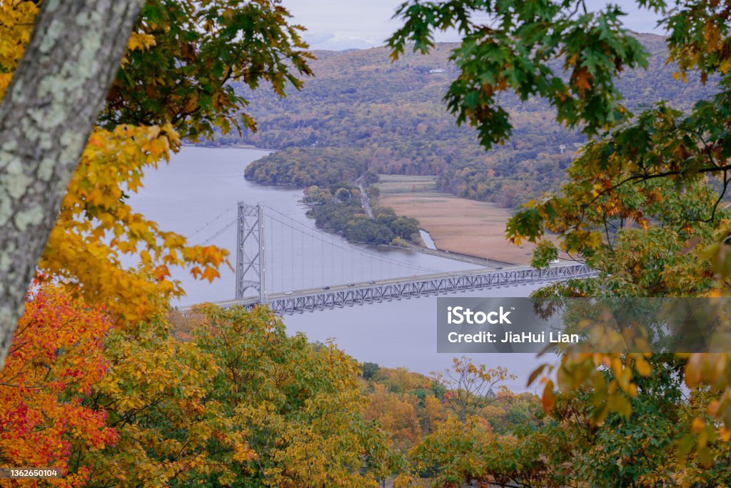 Beautiful Autumn View in Bear Mountain State Park Hudson Valley Stock Photo