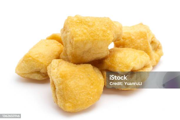 Beancurd Puff On White Background Stock Photo - Download Image Now - Curd Cheese, Fried, White Background