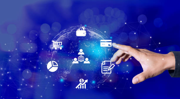 istock Businessman creates a virtual icon global internet connection metaverse internet connection application technology for global business and digital marketing Digital Link Technology Finance and Banking 1362650308
