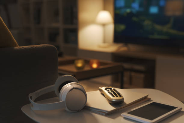 Living room interior with television