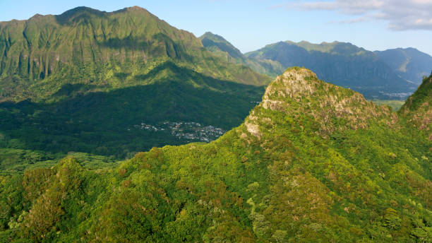 istock View of mountain ridge with small town 1362667817
