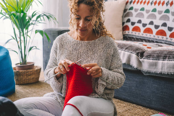 istock Woman Crocheting At Home 1362675309