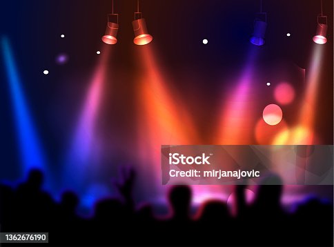 istock Concert hall with people silhouettes 1362676190
