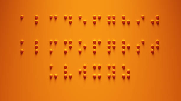 Braille Alphabet Guide A-Z Visually Impaired Writing System Symbol Formed out of Orange Spheres with Orange Background International Braille Day 4 January Communicate
