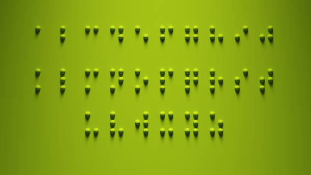 istock Braille Alphabet Guide A-Z Visually Impaired Writing System Symbol Formed out of Green Spheres with Green Background International Braille Day 4 January Communicate 1362676256