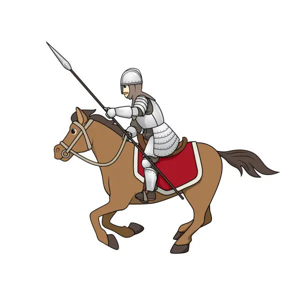 Vector illustration of Color vector illustration of children's activity coloring book pages with pictures of Character cavalry.