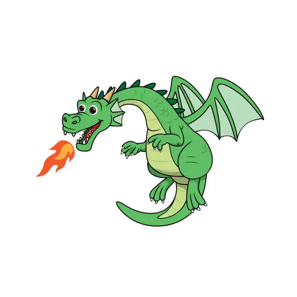 Vector illustration of Color vector illustration of children's activity coloring book pages with pictures of Character dragon.