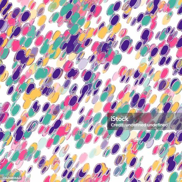 Multicolored Spotted Seamless Pattern Isolated On White Stock Photo - Download Image Now