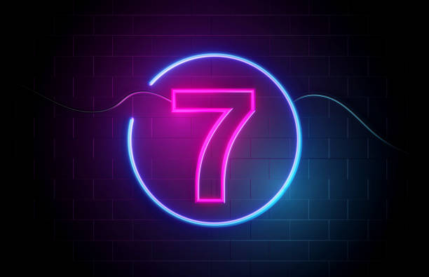Number 7 Neon Light Sign stock photo