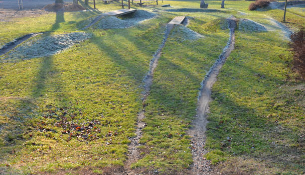 istock racing atrium bmx track for imported riders with undulating terrain tilted track with turns and jumps. wooden bridges and ramps are quite dangerous. entry only for experienced cyclists 1362683733