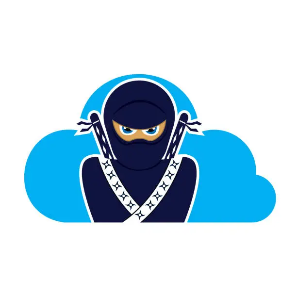 Vector illustration of Ninja cloud sky vector logo design.