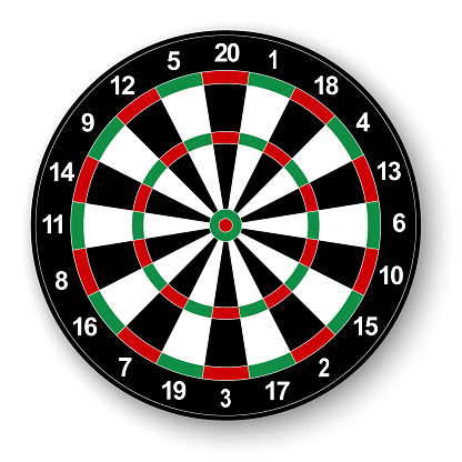 Dartboard for darts game. Isolated vector illustration on white background.