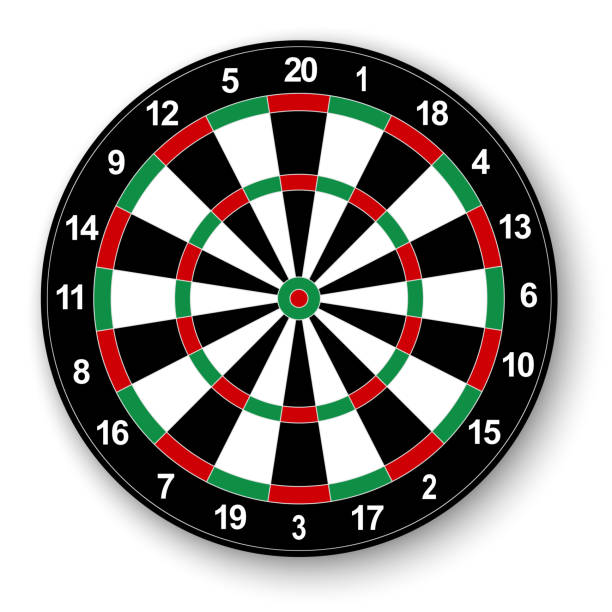 Darts Dartboard for darts game. Isolated vector illustration on white background. dartboard stock illustrations
