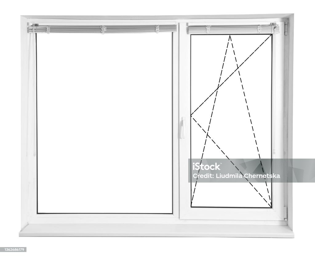 First Line Window Modern Window With Opening Type Lines On White Background Stock Photo ...