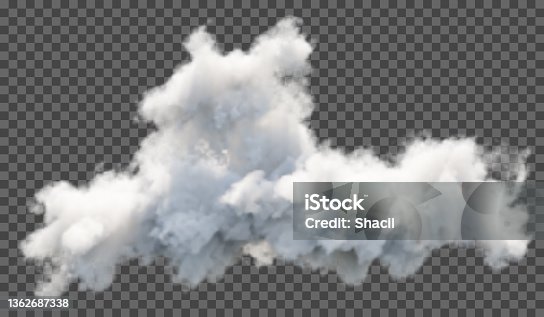 istock Vector illustration. Fluffy cloud or haze on a transparent background. Weather phenomenon. 1362687338