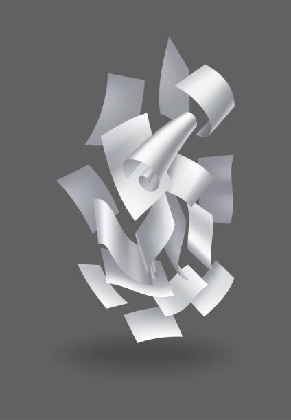 istock Realistic falling paper sheets. Set of flying curved leaves of paper. Vector loose soar of notes with curled edges. Fly scattered notes, empty chaotic paperwork 1362690447