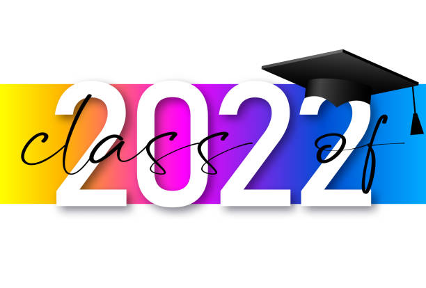 ilustrações de stock, clip art, desenhos animados e ícones de class of 2022; elegant card in colorful colors for banners; flyers; greetings; invitations; business diaries; congratulations and posters at the prom. vector illustration. graduation; class of 2022 - 2022