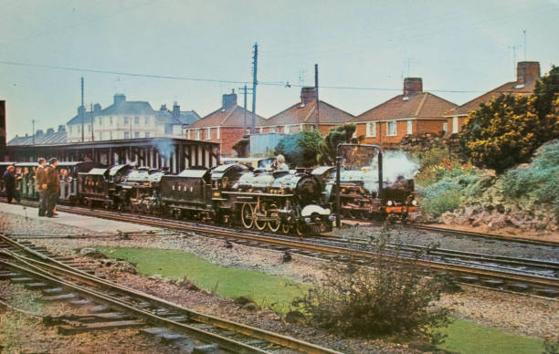 Vintage Postcard of New Romney Light Railway Station, Kent, UK stock photo