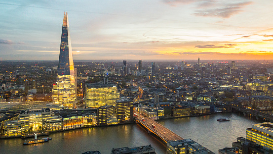 city panorama of london with view on the shard