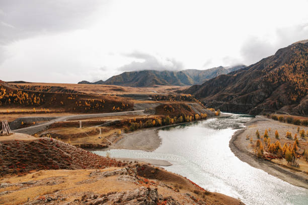 istock Mountain river surrounded by high rocks in Altai 1362694525