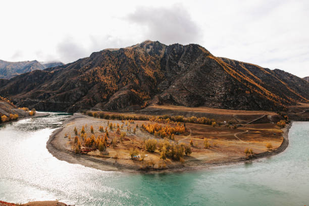 istock Mountain river surrounded by high rocks in Altai 1362694528