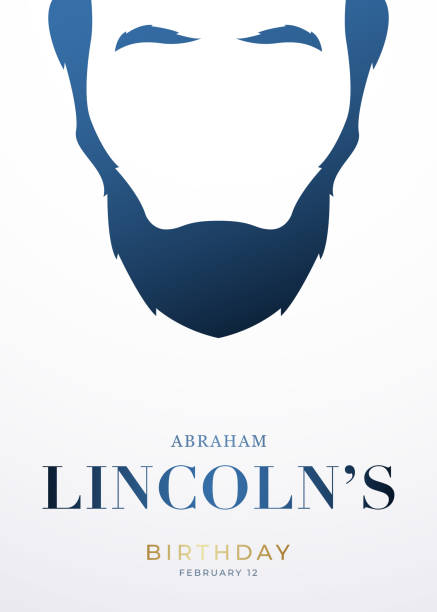 Abraham Lincoln's Birthday, February 12. Festive poster. Symbol of a man with beards. Birthday of the 16th US President. Abraham Lincoln's Birthday, February 12. Festive poster. Symbol of a man with beards. Birthday of the 16th US President. abraham lincoln stock illustrations