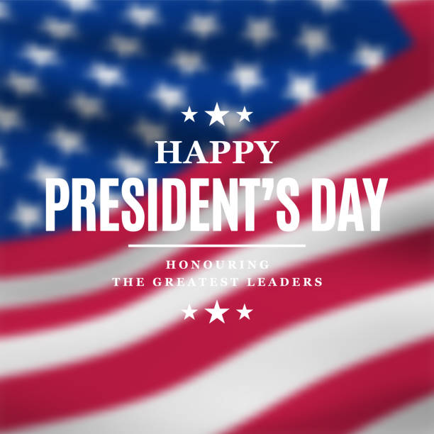 istock Happy President's day festive banner on blurred us flag background. Design template for Poster, Greeting Card, post. Stock vector illustration. 1362696224