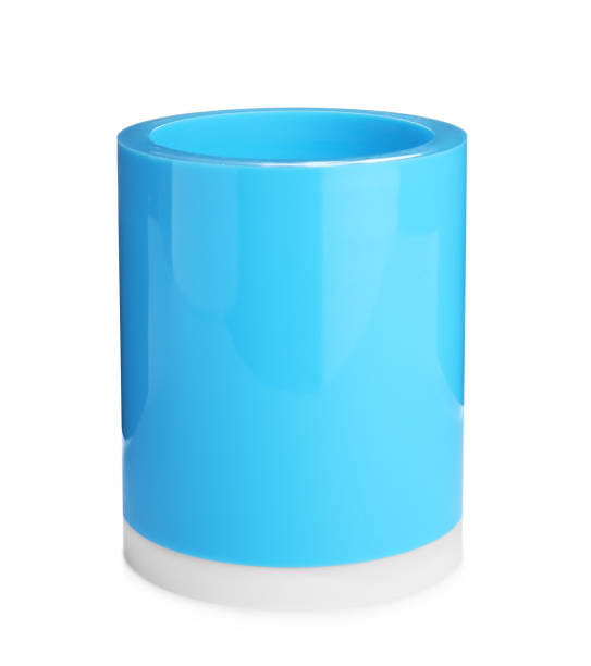 istock Light blue plastic holder isolated on white. Stationery for school 1362699494