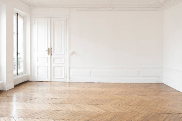 Paris residential apartment Living room empty stock pictures, royalty-free photos & images