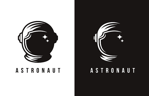 Black and white astronaut logo icon vector template