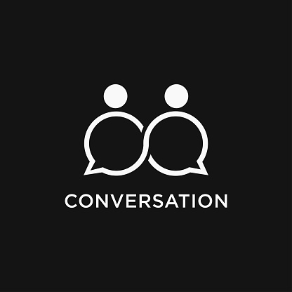 Modern Minimalist Conversation Chat infinity people logo icon vector template on black background