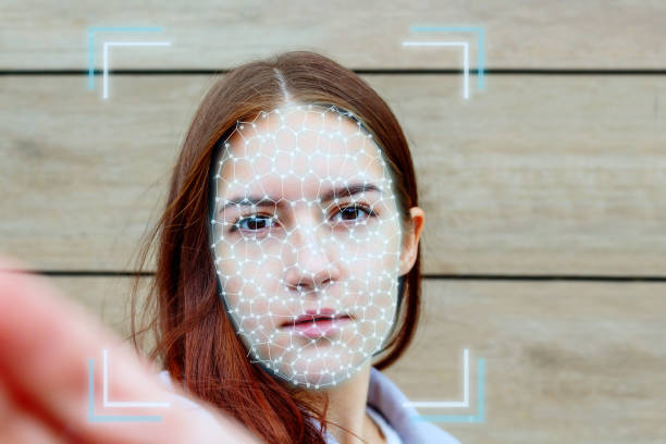 istock Young woman face during ai authentication biometrics 1362705566
