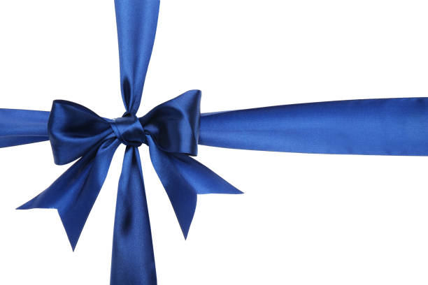 istock Blue ribbon with bow on white background. Decoration for gift box 1362705762