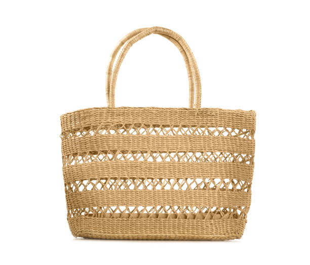 istock Stylish straw bag isolated on white. Summer accessory 1362705946