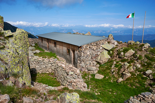 World War I shelter on the Mount Baitol. Baselga di Piné. Lagorai Mountain Range. Trentino-Alto Adige. Italy.