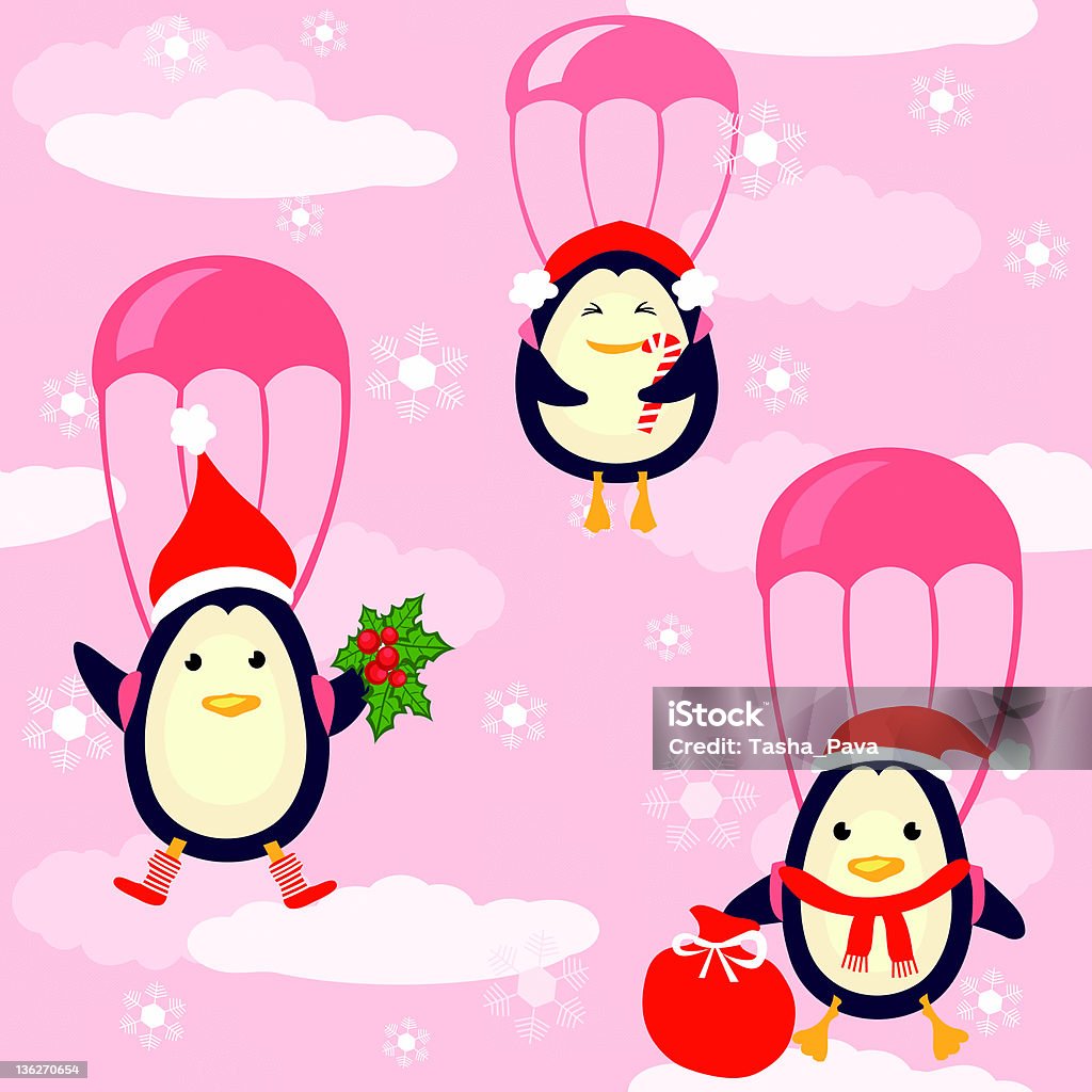 Penguins fly in the sky Christmas's penguins fly in the sky Animal stock vector