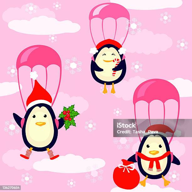Penguins Fly In The Sky Stock Illustration - Download Image Now - Animal, Backgrounds, Candy