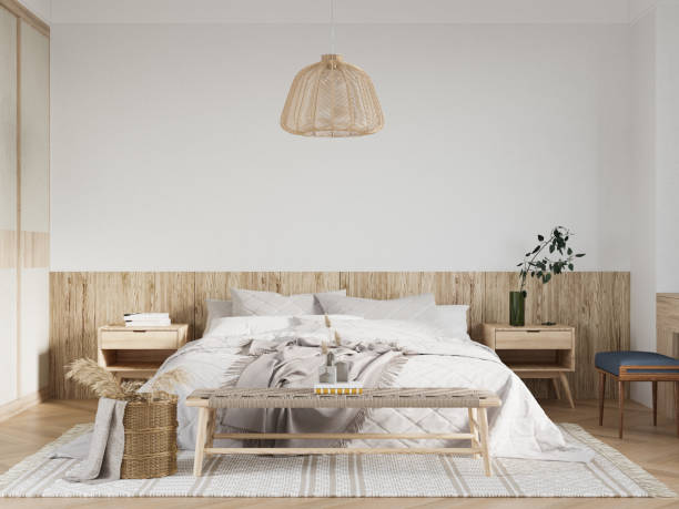 istock Interior Bedroom Wall Mockup 1362707386