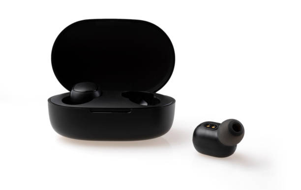 istock Wireless earbuds or earphones on white background 1362707451