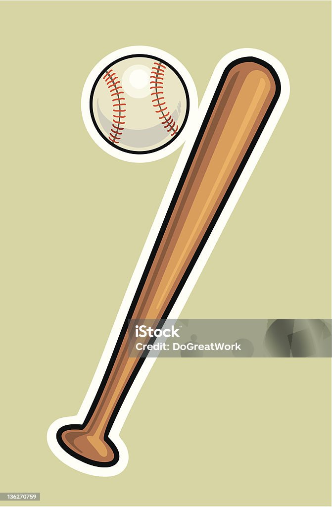 Balle et Batte de Baseball - clipart vectoriel de Balle de baseball libre de droits