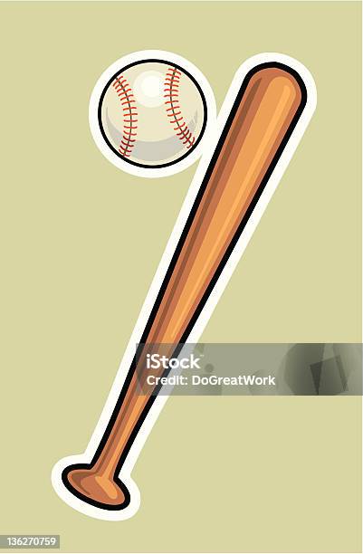 Palla E Mazza Da Baseball - Immagini vettoriali stock e altre immagini di Illustrazione - Illustrazione, Mazza da baseball, Mazza da sport