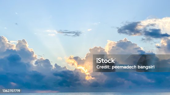 istock the morning sky where the sun is rising from the horizon 1362707719