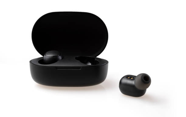 istock Wireless earbuds or earphones on white background 1362710562
