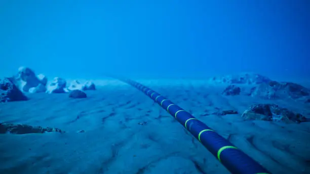 Photo of Underwater Fiber Optic Cable On Ocean Floor