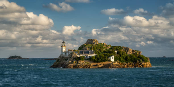 Lighthouse Louet Island Lighthouse Ile louet at a sunny day brest brittany stock pictures, royalty-free photos & images