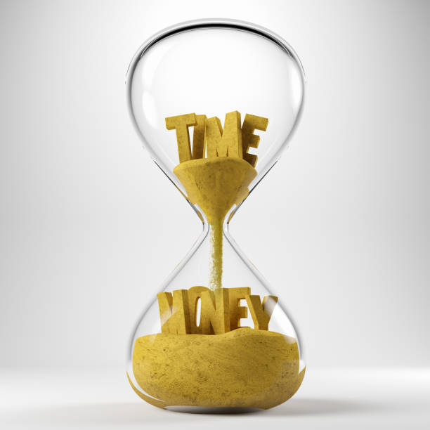 Time Becomes Money Concept with Hourglass. 3D Render
