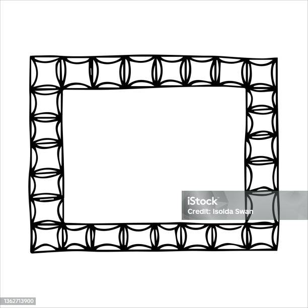 Retangular Frame Drawing Hand Drawn Doodle Style Rectangular Frame Black And White Vector ...
