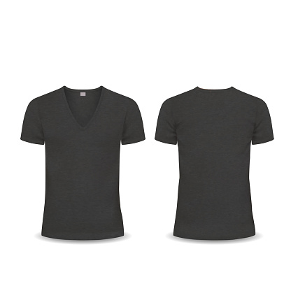 Vector T-shirt, Design template, women and men, u-neck shirt, v-neck shirt, short sleeved, back and front views, raglan sleeve