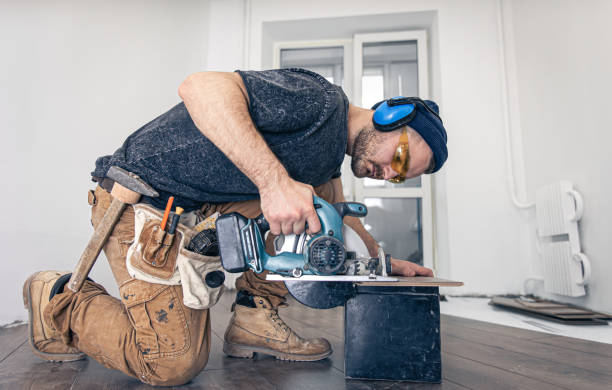 istock Circular Saw, carpenter using a circular saw for wood. 1362716029